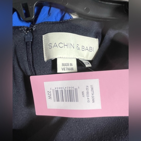 NWT Sachin + Babi Loretta Navy Blue V-Neck Stretch Crepe Maxi Dress - Picture 6 of 8